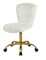 Swivel Vanity Chair with Gold Legs, White Fuzzy Desk Chairs for Teen Girls